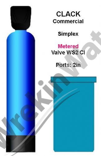Commercial <font color=red>METERED</font> <b>SIMPLEX</b> CLACK WS2Cl Water Softeners - 2in Ports