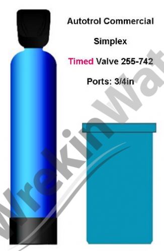 Commercial <font color=red>TIMED</font> <b>SIMPLEX</b> Autotrol Logix 255-742 Water Softeners - 3/4in Ports